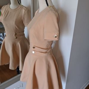 Short beige mock neck boutique dress size 4